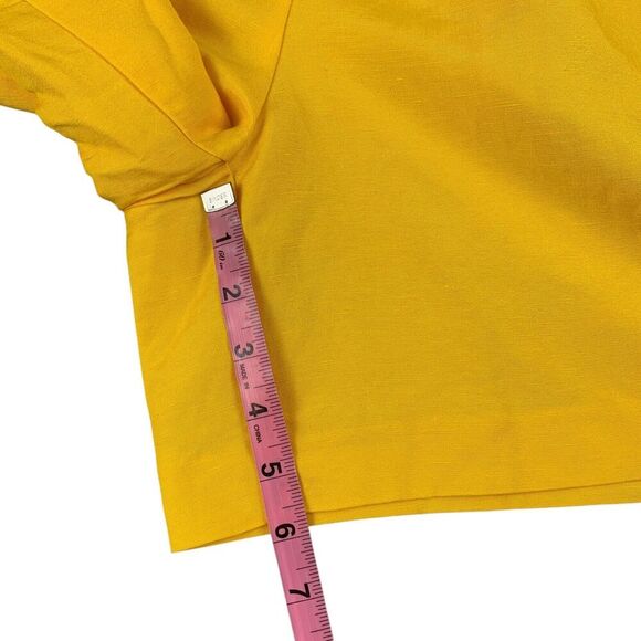 Ann Taylor Women's Shorts Size Medium Yellow Linen Blend Elastic Waist Pockets - Picture 5 of 9